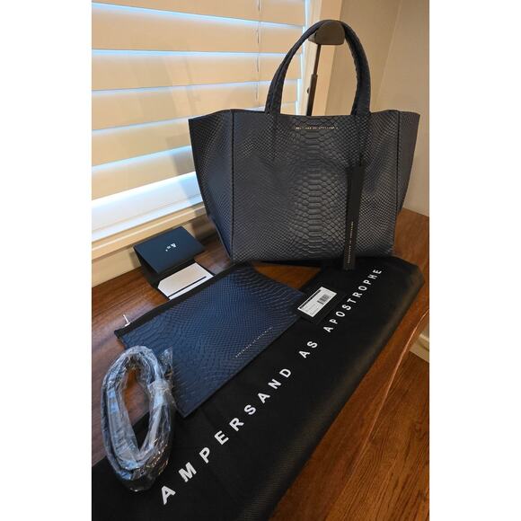 Ampersand as Apostrophe Half Tote Navy Night Python  NWT - Picture 8 of 9